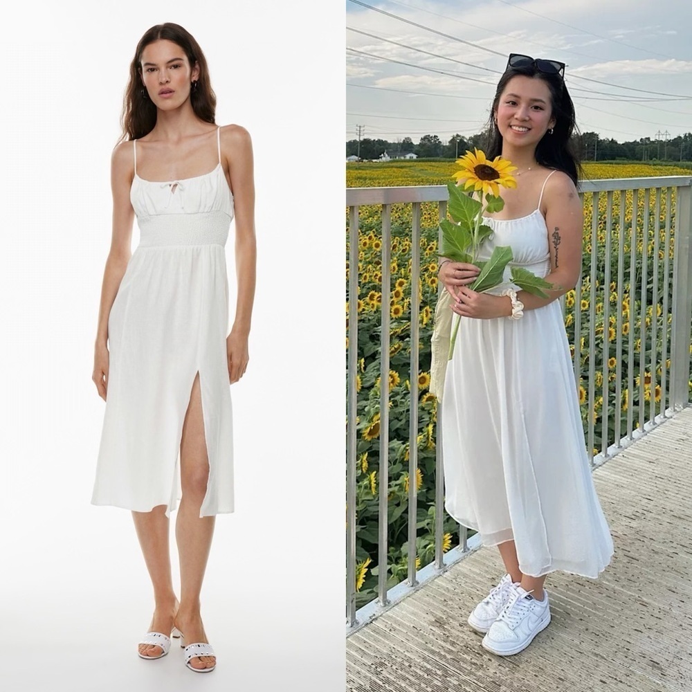 ARITZIA Genoa Linen White Midi Dress XS